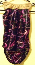 Motionwear Girls Black and Purple Leotard Size 6X-7 EUC  