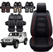 For 2007-2023 Jeep Wrangler JK JL Leather Seat Covers Protector 5-Sits Full Set
