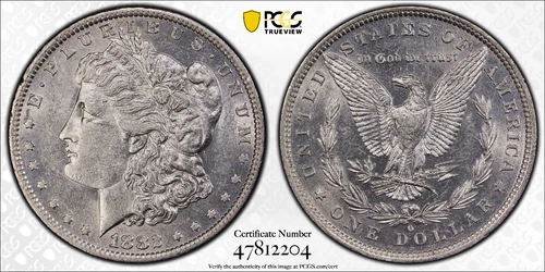 1882 O $1 MORGAN SILVER DOLLAR PCGS AU55 Protected by Gold Shield & TrueView