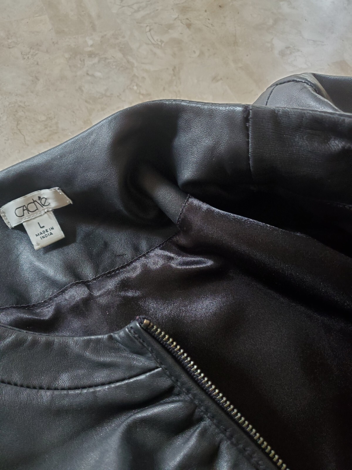 CACHÉ Leather Jacket Large Lightweight SOFT Zip B… - image 8