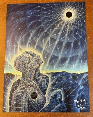 Alex Grey Eclipse 2024 Pearlescent Art Print Poster S/# 200 w COA Tool Artist