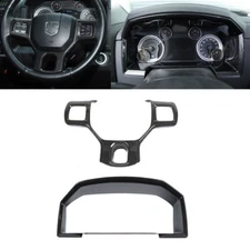 Carbon Fiber Steering Wheel Dashboard Cover Trim Kit For Dodge Ram 1500 2010-17