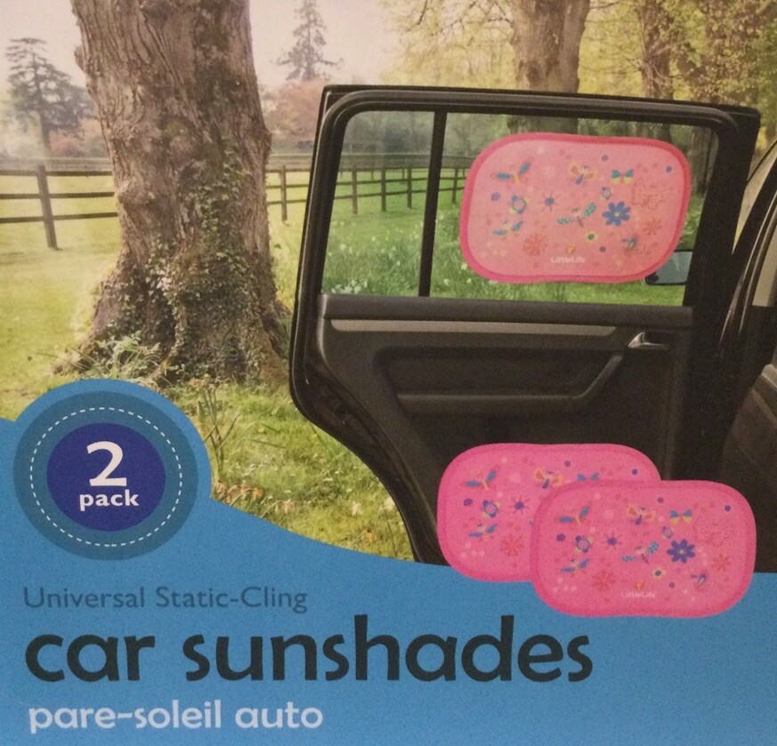 LittleLife Universal Car Window Sunshades Sun Shades Butterflies Pack Of 2 NEW