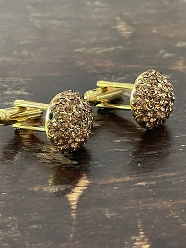 Gemelli morbidi vintage tonalità oro DANTE rotondi con accenti pietra ambra *difettoso* - Foto 2 di 11