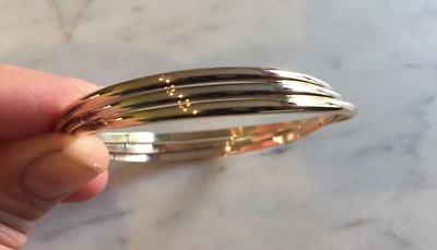 bracelet jonc or entrelacés 18 carats, 33,12 g tricolore, Neuf