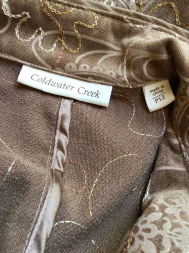 Coldwater Creek bestickte Damenjacke braun Größe 12P Reißverschluss Glitzer Freizeit - Bild 9 von 11