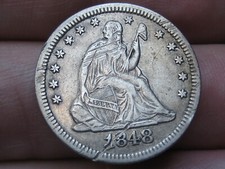 Philadelphia 1848 Year Seated Liberty US Quarters (1838-1891) for