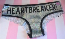 NWT VICTORIA'S SECRET PINK M HEARTBREAKER SEQUIN BLING LACE RARE HIPSTER PANTIES