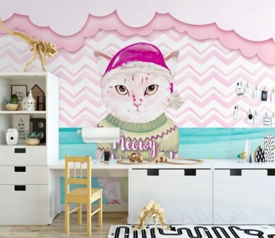 3D Cartoon Cat ZHUA16841 Wallpaper Wall Murals Removable Self-adhesive Ann 24