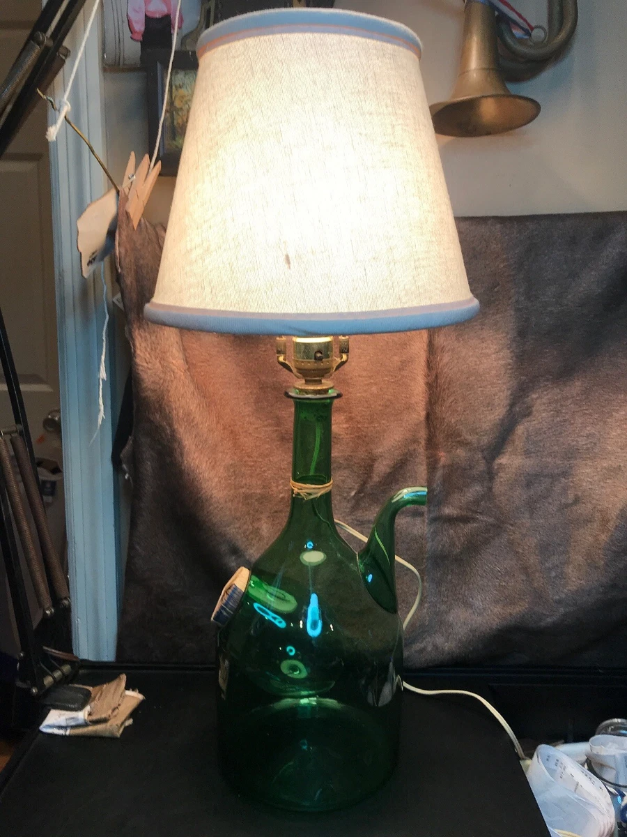 Green glass bottle lamp deals