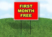 FIRST MONTH FREE Yard Sign ROAD SIGN with Stand LAWN POSTER