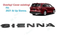 OVERLAY Rear Liftgate Gloss Black SIENNA Letter Logo Emblem 2021+ Toyota Sienna