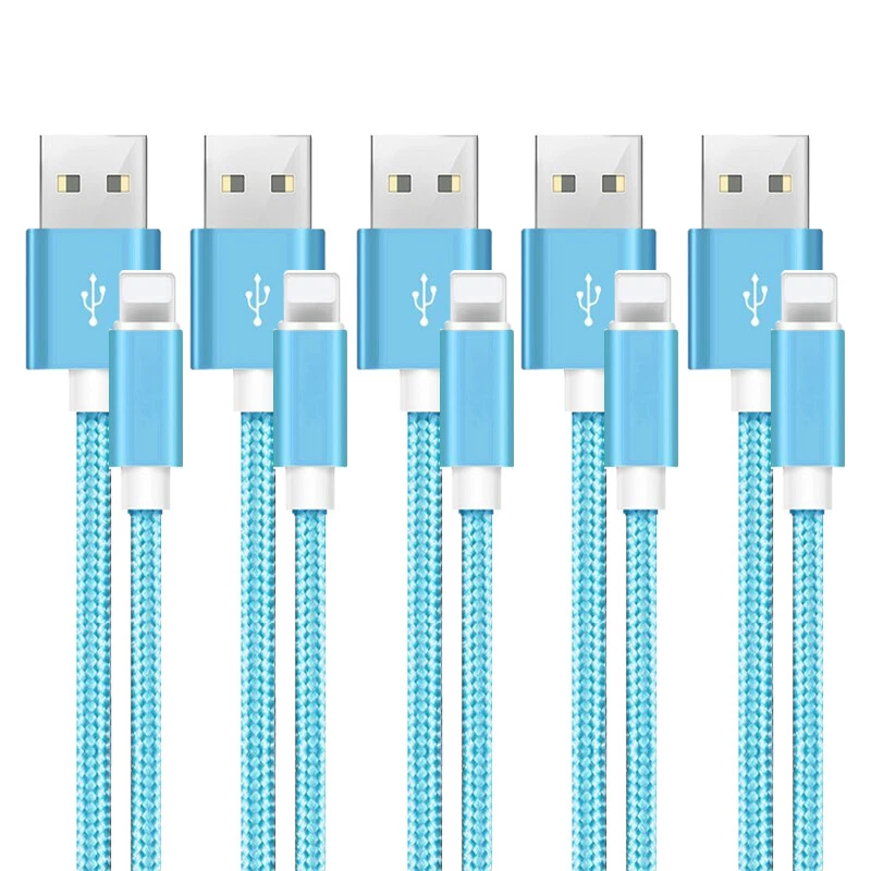 5 PACK 10 FT Heavy Duty Braided USB Charger Cable Cord For iPhone 13 12 11 X 8 7 - Image 3 of 4