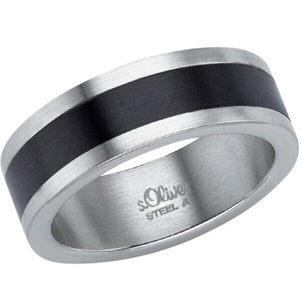 sOliver 2015075 Серебряное кольцо Edelstahl massive smatt und schwarz gr60 neu 8790₽