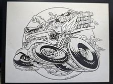 Original Art By Hot Rod Cartoonist Greg Panneitz