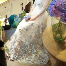 3D Butterfly Embroidery Tulle Lace Material Wedding Dress 59'' Wide By Metre New