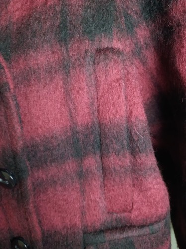 Coach karierter langer Peacoat dunkle Preiselbeere Größe Medium Damen gebraucht, in einwandfreiem Zustand klassisch zweireihig - Bild 8 von 10