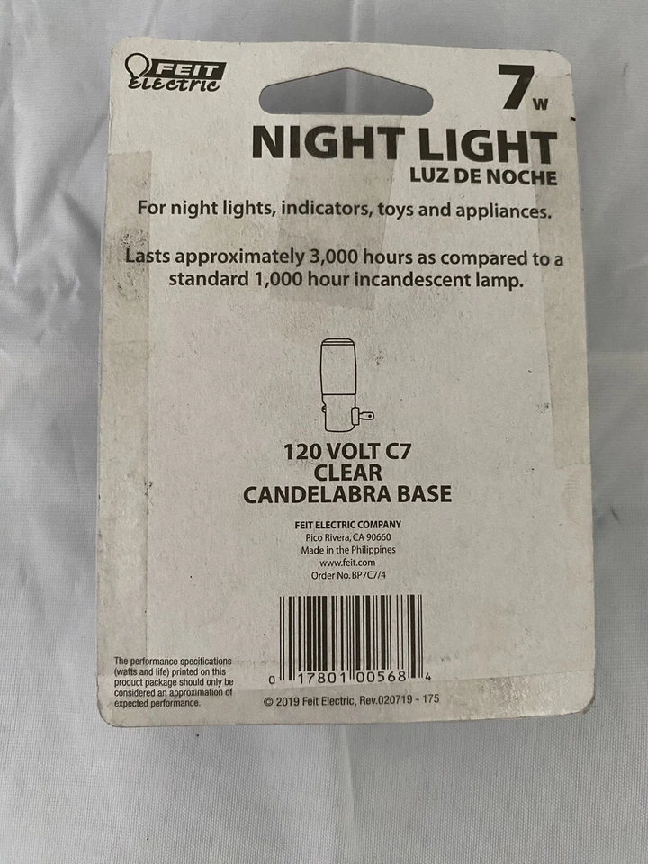 Feit Electric BP7C7/4 120V 7 Watt C7 Night Clear Candelabra Base Bulb 2 Bulbs - Image 4 of 4