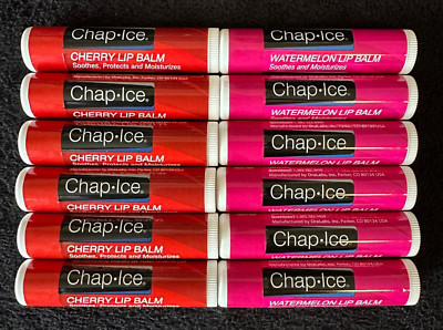 🌺12pk CHAP ICE CHERRY & WATERMELON SOOTHE DRY CHAPPED LIP BALM