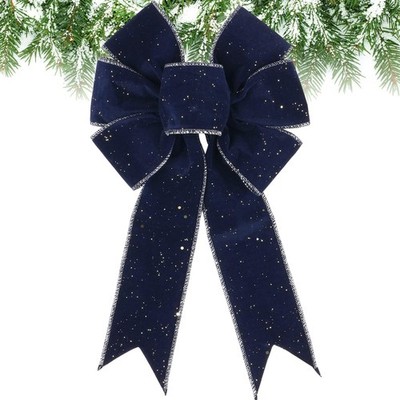 Navy Blue Velvet Christmas Bow for Tree Decoration - Holiday Wreath Bows Xmas...