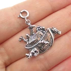 SHUBE 925 Sterling Silver Vintage Noah's Ark Oxidized Spring Ring Charm Pendant