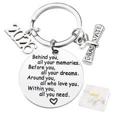 CDLong Class of 2026 Graduation Keychain, Senior 2026 Round, Silver-memory