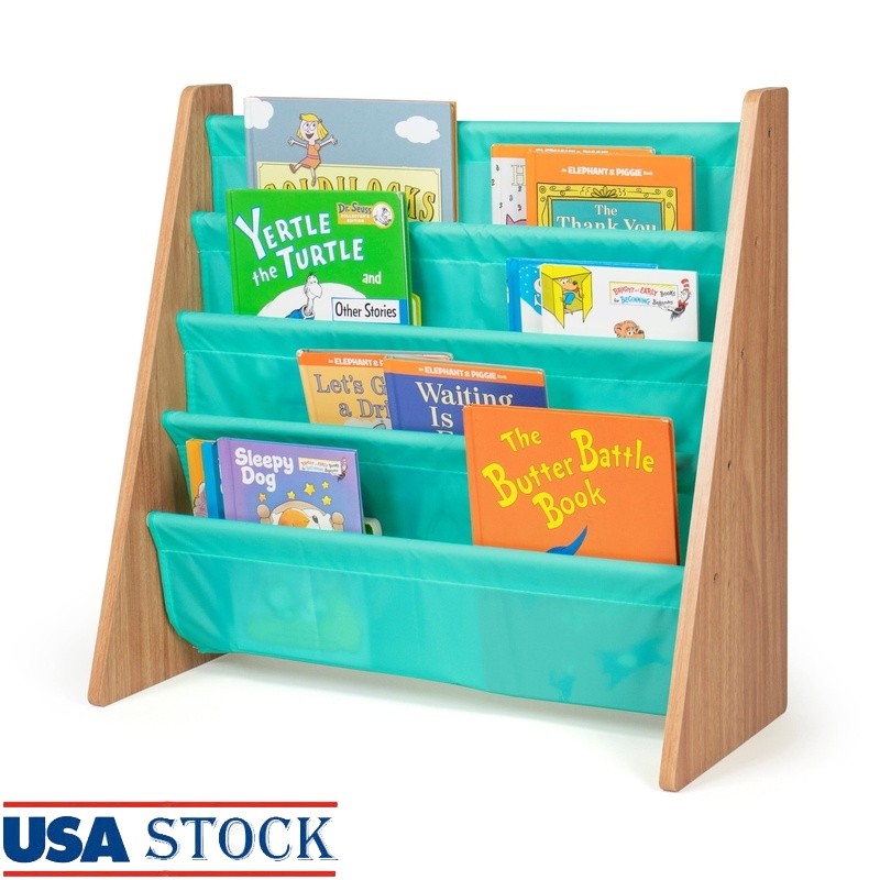 Toddler Bookshelf 4 Tier Book Organizer Space Saving Easy Access Storage New