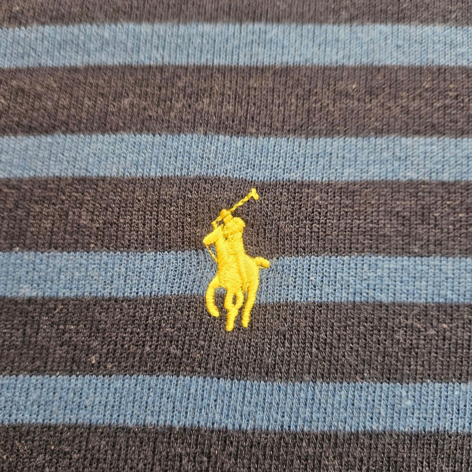 Polo Ralph Lauren XL felpa girocollo a righe blu navy nero giallo pony