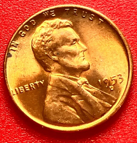 1953-D Lincoln Wheat Cent Penny GEM RED BU From an Original Bank Roll