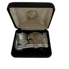 Vintage Harley Davidson Brookfield Belt Buckle Limited Edition 1988 Velvet Case