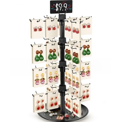 Jewelry Display for Vendors with 80 Hooks, 4 Tier Rotating Display Stand Earr...