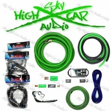 Sky High Car Audio GREEN 1/0 to Dual 4 Gauge Car Audio Complete Dual Wiring kit