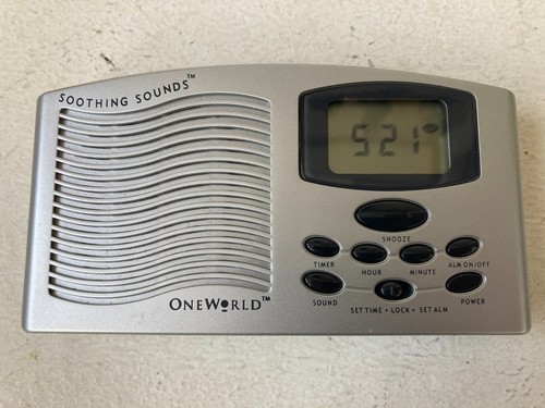 Travel Alarm Clock One World Soothing Sounds Portable Therapy Machine with Case