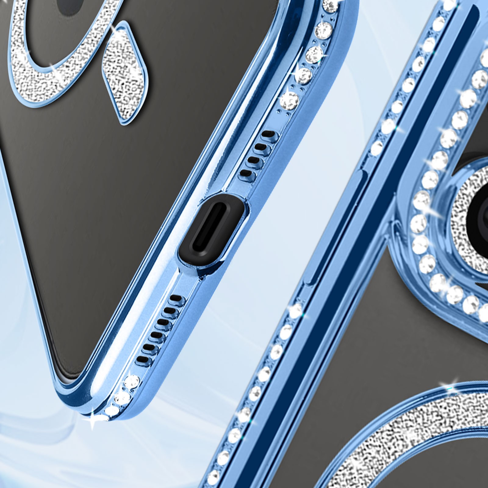 Coque diamant iPhone 15 Pro transparente protection silicone souple strass - 4