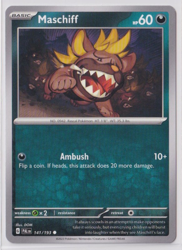 Pokemon Paldea Evolved 141/193 Maschiff
