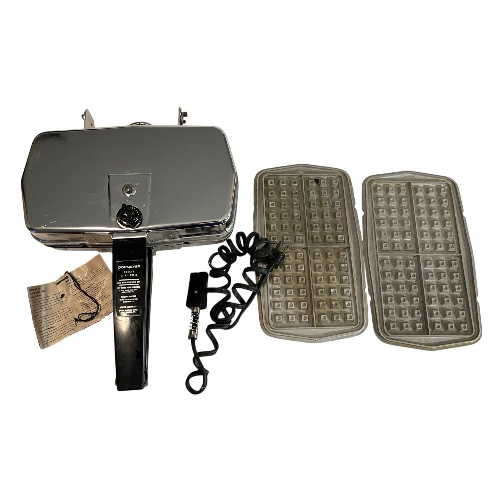Vintage 1950s Dormeyer Fiesta Grill FG-1 Waffle Maker 3-In-1 UNTESTED For Parts