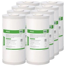 8 Pack 5 Micron 10 x 4.5 Whole House 5um Coconut Carbon & Sediment Water Filter