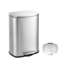 QUALIAZERO 50L / 13 Gallon Stainless Steel Step-On Kitchen Trash Can Soft-Clo...