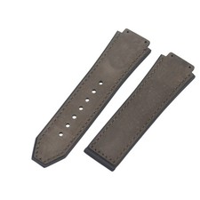 Big Bang 44mm Brown Suede Leather Plated Rubber Watch Strap For Hublot