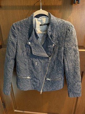Marc Aurel Metallic Silver Moto Jacket Women s Size 38