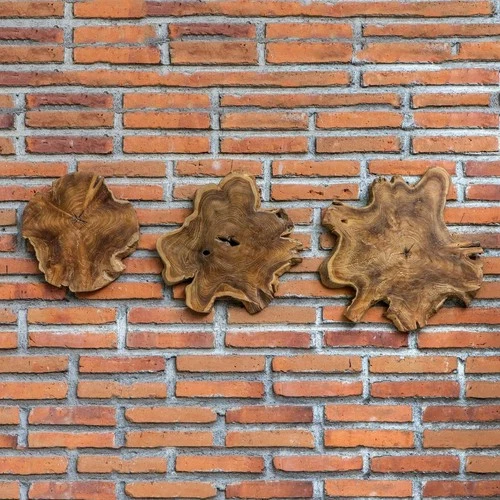 UTTERMOST 4085 KALANI INDOOR OUTDOOR TEAK WOOD LIGHT HONEY WALL ART SET OF 3 - Picture 5 of 6