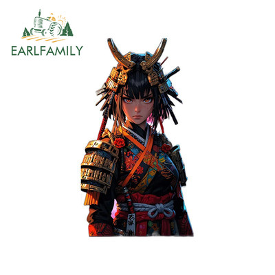 EARLFAMILY 5.1'' Samurai Girl Sticker DIY Decal Vinyl Computer Case Home Decor