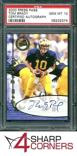 2000 PRESS PASS AUTOGRAPH CERTIFIED TOM BRADY RC ROOKIE PSA 10