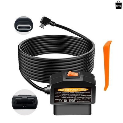 XMSJSIY OBD Power Cable for Dash Camera Type C OBD2 Power Cable Adapter Hardwire