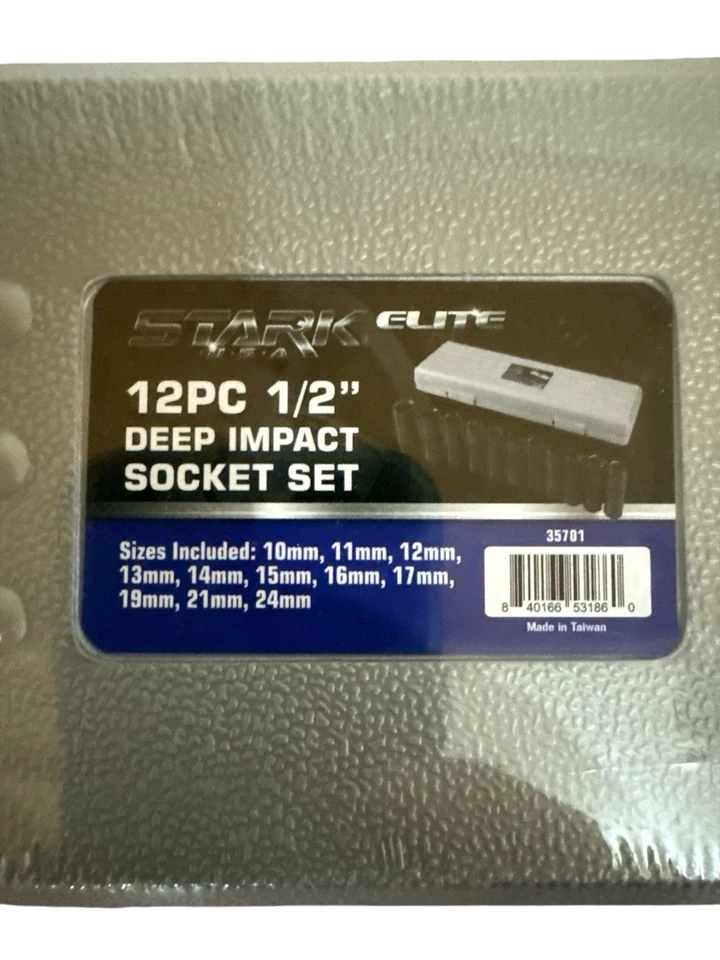 Stark USA Elite 12pc 1/2" Drive Deep Impact Socket Set Metric w/CASE NEW - Image 2 of 4
