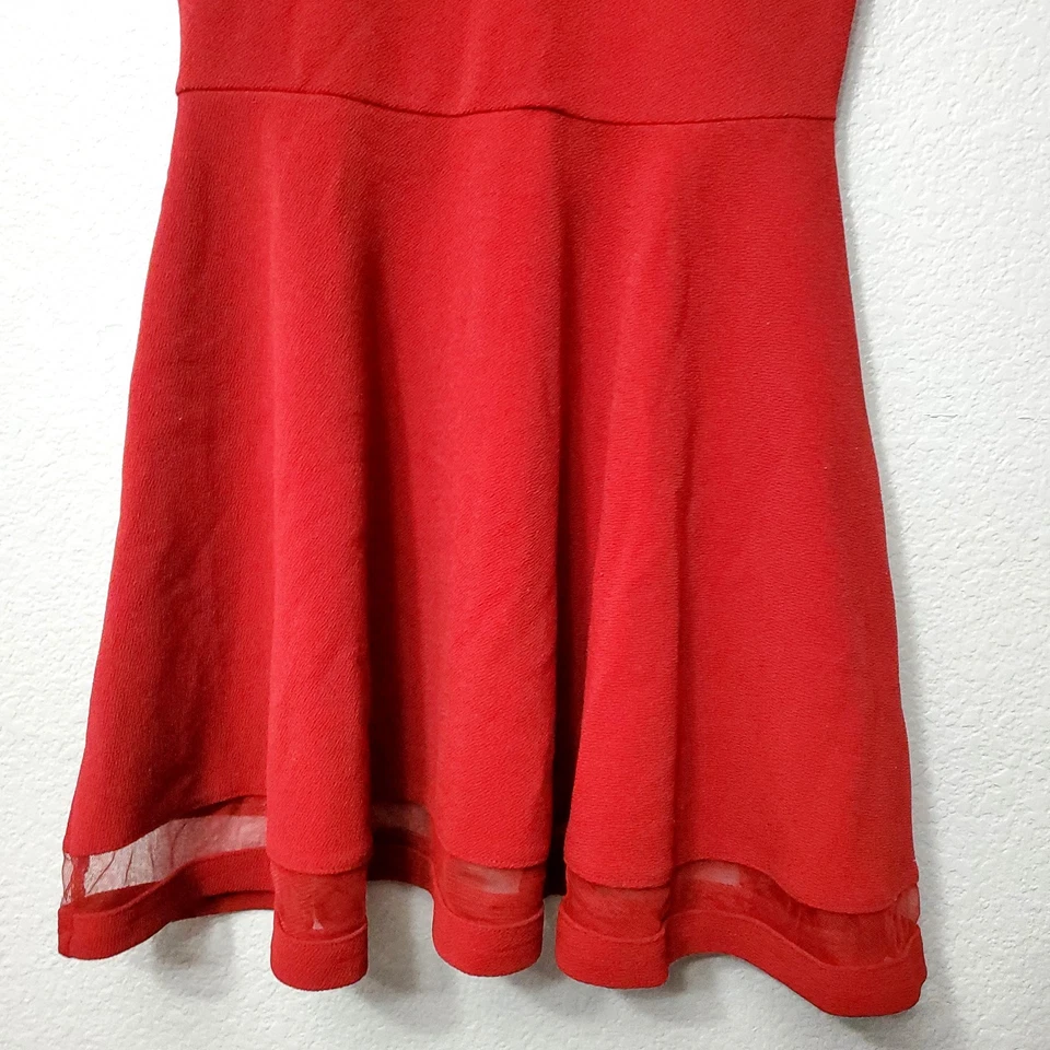 The Children’s Place◇Vestido rojo ajustado y acampanado con detalles de malla◇Talla XXL 16 Foto 3 de 4