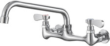 Chrome Wall Mount Kitchen Faucet with 360 Swivel Spout for Utility Sinks