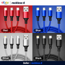 3 in 1 Fast Charging Cable USB-C Micro USB Universal Phone Charger Cord 1.2M