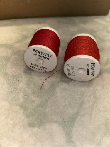 Foam Thread Spools Red Poly/Ply by White 128, 128A Vintage Antique 70’s Or 80’s - Picture 2 of 2