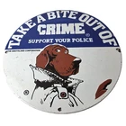 Vintage McGruff Crime Dog Sign - Porcelain Support Police Gas Pump Plate Sign